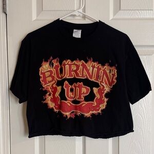 Port and Company Black Crop Top with Red Graphic